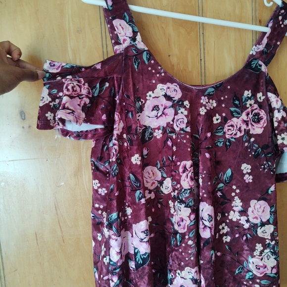 Self esteem women crop top purple velvet floral size XL - Picture 2 of 7